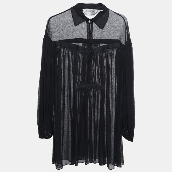 Sportmax Black Cotton Gauze Long Sleeve Tunic Xs